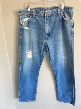 Wrangler Light Blue Slim Straight Distressed Jeans